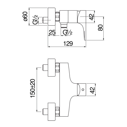 Immagine di Nobili SEVEN miscelatore doccia monocomando esterno, finitura cromo SE124130CR