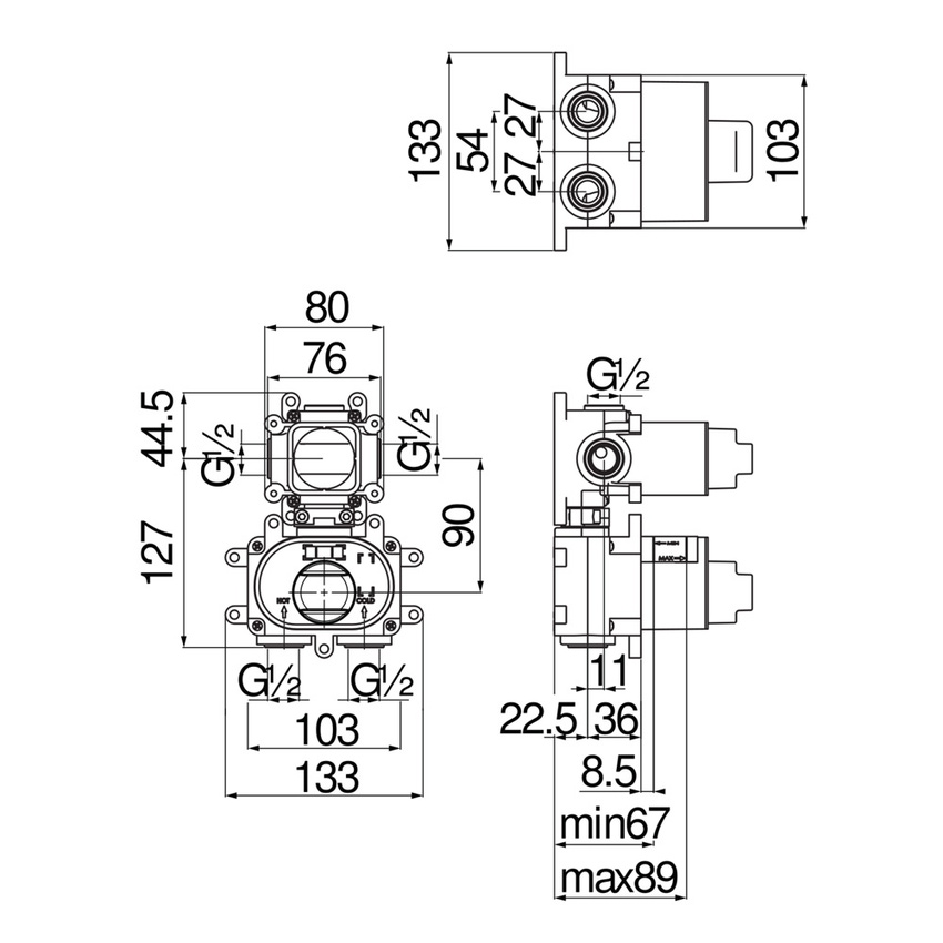 Immagine di Nobili Corpo incasso per miscelatore doccia a 2 vie WE00102