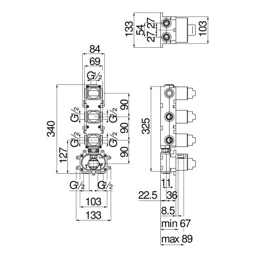 Immagine di Nobili Corpo incasso per miscelatore doccia a 3 vie WE00103