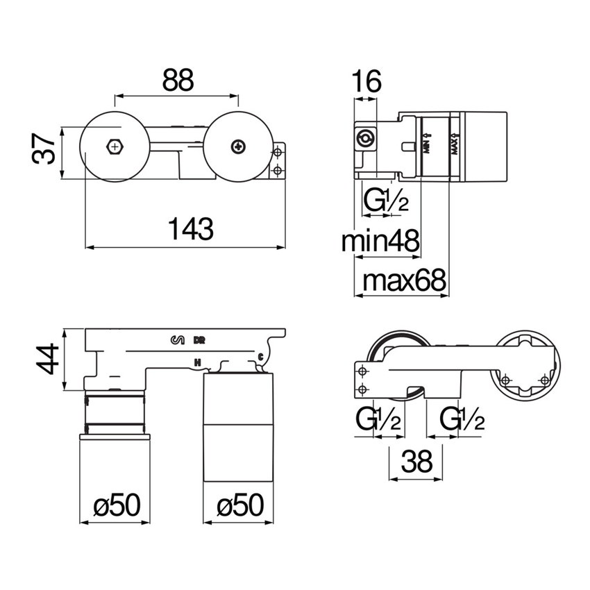 Immagine di Nobili Corpo incasso per miscelatore lavabo a parete WE00198