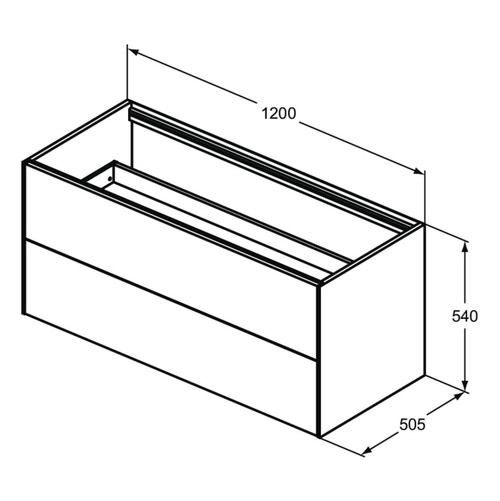 Immagine di Ideal Standard CONCA mobile sottolavabo sospeso L.120 H.55 P.50.5 cm, con 2 cassetti, interno colore antracite, esterno colore bianco finitura opaco T3945Y1
