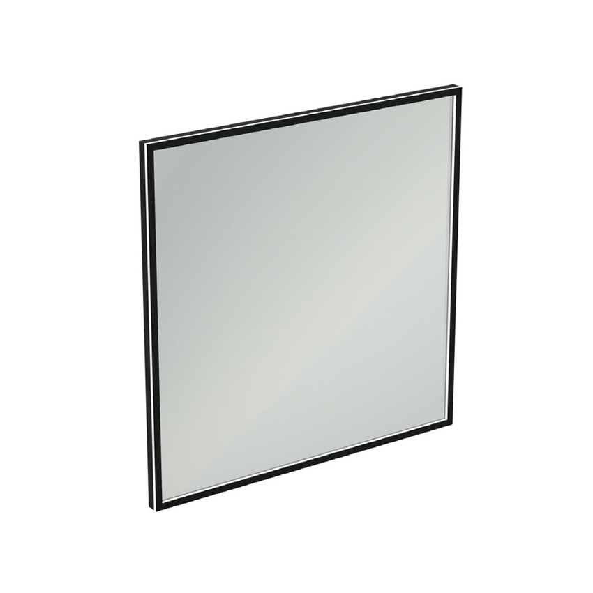 Immagine di Ideal Standard CONCA specchio sospeso quadrato 100 cm, con doppia luce led, cornice esterna colore nero T3967BH