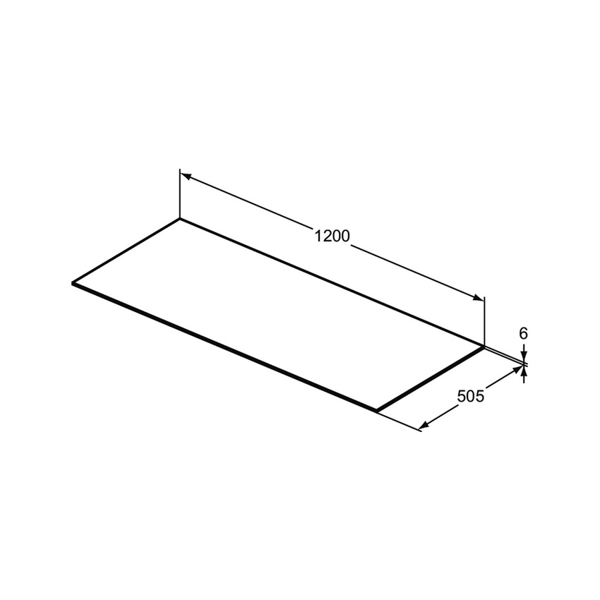 Ideal Standard T4429DG CONCA piano da appoggio preforato, P.50.5 cm, in  gres porcellanato, con foro centrale, finitura marmo nero lucido