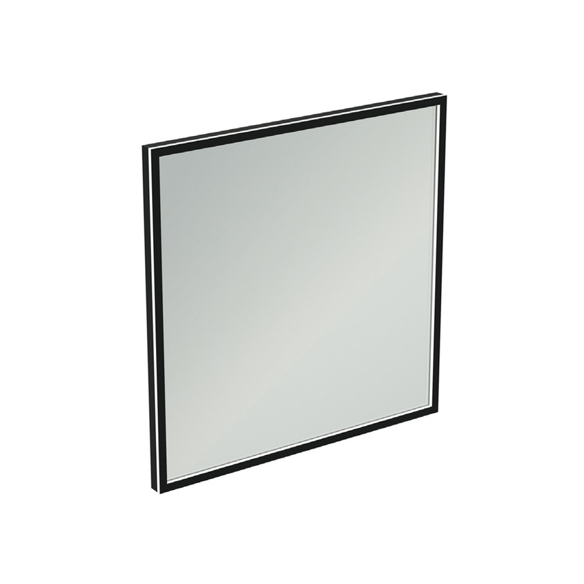 Immagine di Ideal Standard CONCA specchio sospeso quadrato 80 cm, con doppia luce led, cornice esterna colore nero T3966BH