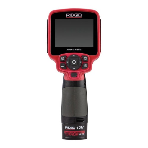Immagine di Ridgid micro CA-350x Telecamera per ispezione con display TFT a colori da 3.5", con Wi-Fi e Bluetooth con batteria 12 V Li-Ion e caricabatteria rapido 63888