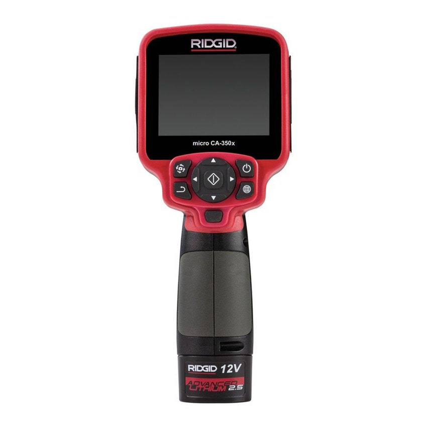 Immagine di Ridgid micro CA-350x Telecamera per ispezione con display TFT a colori da 3.5", con Wi-Fi e Bluetooth con batteria 12 V Li-Ion e caricabatteria rapido 63888