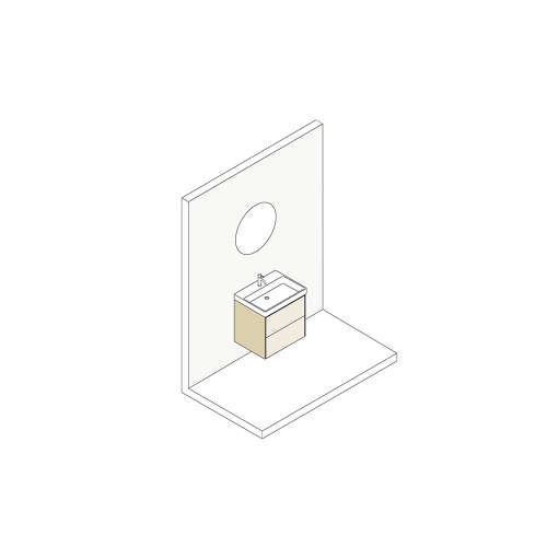 Immagine di Ideal Standard CONCA set con lavabo top L.61 P.51 cm, colore bianco, miscelatore monocomando con scarico piletta, finitura cromo, mobile sottolavabo L.60 cm, esterno colore bianco finitura opaco, specchio rotondo Ø 60 cm CONCA05