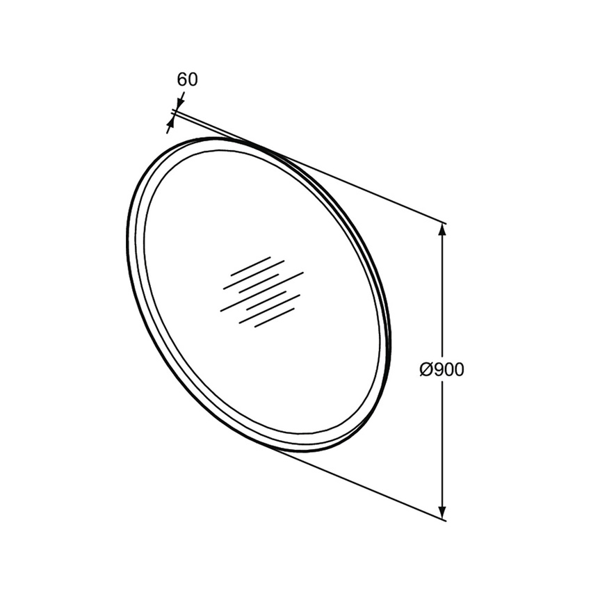 Ideal Standard T4133BH CONCA specchio rotondo sospeso Ø 90 cm, con luce a  led, su telaio metallico finitura black brown