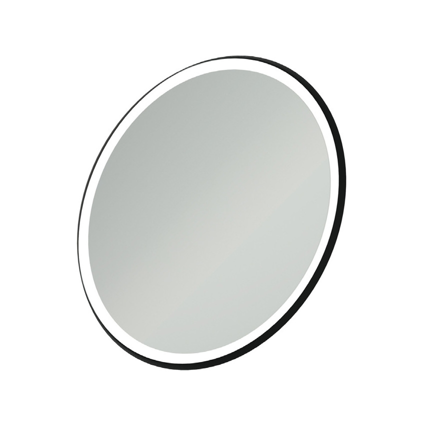 Immagine di Ideal Standard CONCA specchio rotondo sospeso Ø 90 cm, con luce a led, su telaio metallico finitura black brown T4133BH