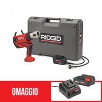 Immagine di Ridgid RP 350-C Pressatrice a pistola senza ganasce con adattatore per alimentazione 220 V (con cavo da 5 m) e cassetta di trasporto + omaggio batteria 18 V 2.5 Ah e caricabatterie 67123+56513+56523