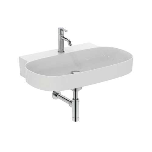Immagine di Ideal Standard LINDA-X lavabo da appoggio o sospeso L.75 cm, ultrasottile, senza foro del troppopieno, colore bianco finitura lucido T439601