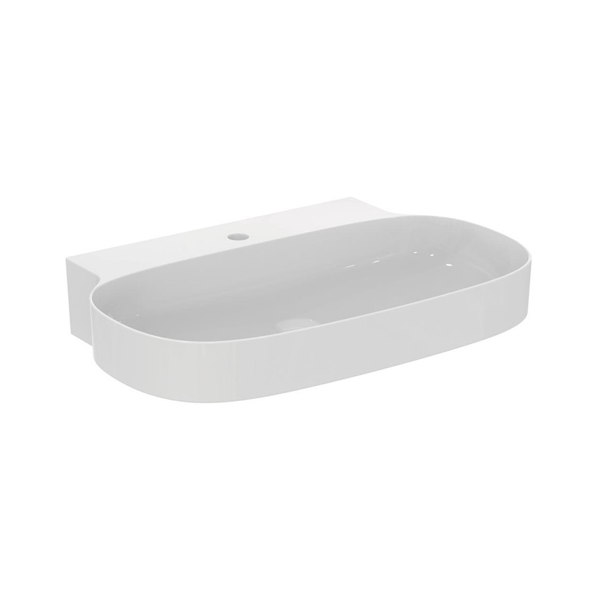 Immagine di Ideal Standard LINDA-X lavabo da appoggio o sospeso L.75 cm, ultrasottile, senza foro del troppopieno, colore bianco finitura lucido T439601