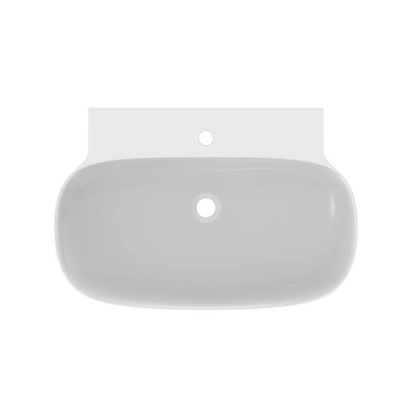 Immagine di Ideal Standard LINDA-X lavabo da appoggio o sospeso L.75 cm, ultrasottile, senza foro del troppopieno, colore bianco seta finitura opaco T4396V1