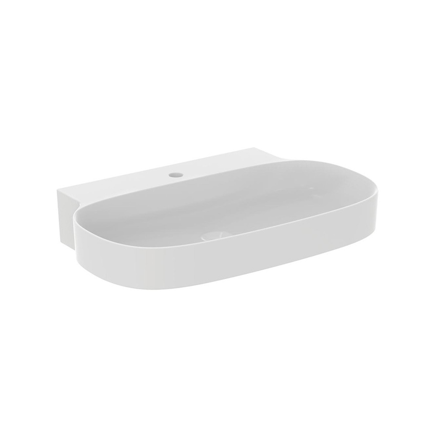 Immagine di Ideal Standard LINDA-X lavabo da appoggio o sospeso L.75 cm, ultrasottile, senza foro del troppopieno, colore bianco seta finitura opaco T4396V1