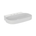 Immagine di Ideal Standard LINDA-X lavabo da appoggio o sospeso L.75 cm, ultrasottile, smaltato, 3 fori rubinetteria, senza foro del troppopieno, colore bianco finitura lucido T439701