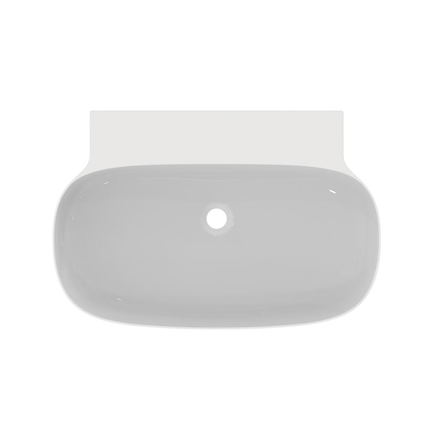 Immagine di Ideal Standard LINDA-X lavabo da appoggio o sospeso L.75 cm, ultrasottile, smaltato, senza foro rubinetteria e senza troppopieno, colore bianco finitura lucido T439801