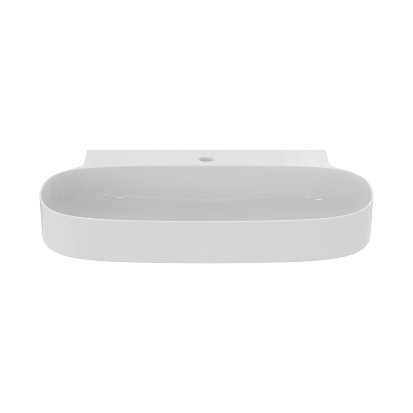 Immagine di Ideal Standard LINDA-X lavabo da appoggio su piano L.75 cm, ultrasottile, monoforo, senza foro del troppopieno, colore bianco finitura lucido T499101