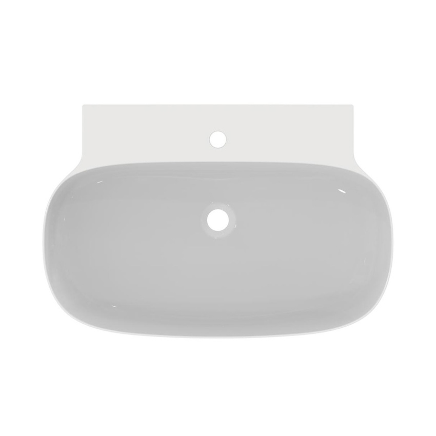 Immagine di Ideal Standard LINDA-X lavabo da appoggio su piano L.75 cm, ultrasottile, monoforo, senza foro del troppopieno, colore bianco finitura lucido T499101