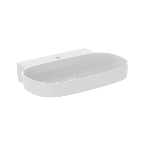 Immagine di Ideal Standard LINDA-X lavabo da appoggio su piano L.75 cm, ultrasottile, monoforo, senza foro del troppopieno, colore bianco seta finitura opaco T4991V1