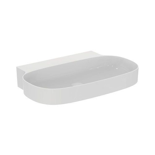 Immagine di Ideal Standard LINDA-X lavabo da appoggio su piano L.75 cm, ultrasottile, rettificato, senza foro e senza foro del troppopieno, colore bianco finitura lucido T499301