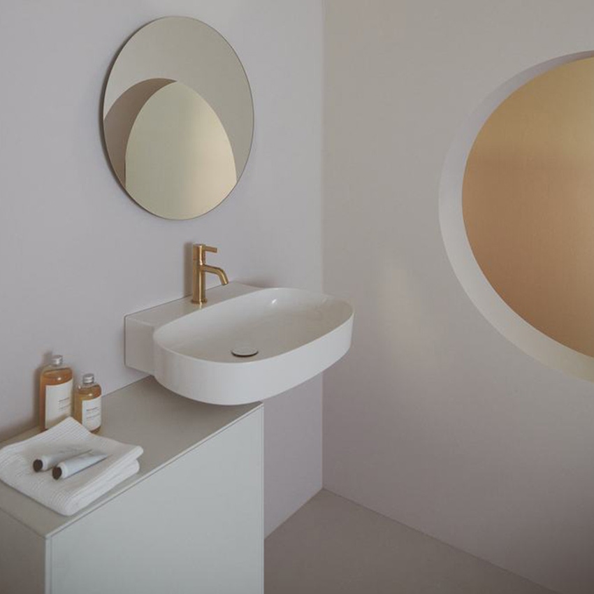 Immagine di Ideal Standard LINDA-X lavabo smaltato da appoggio o sospeso L.60 cm, ultrasottile, monoforo, senza troppopieno, colore bianco finitura lucido T439301