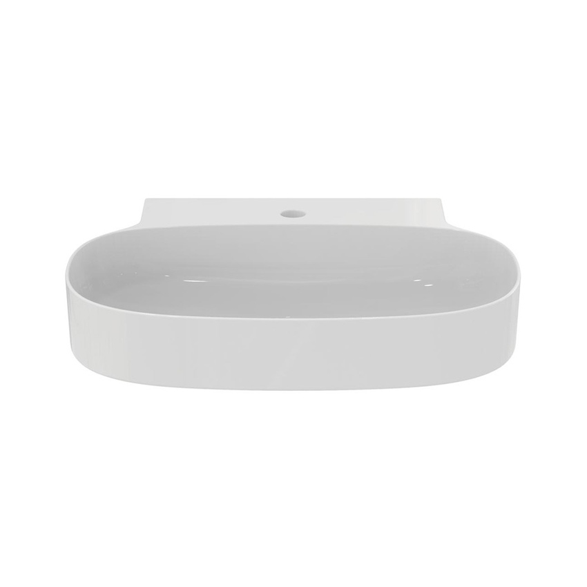 Immagine di Ideal Standard LINDA-X lavabo smaltato da appoggio o sospeso L.60 cm, ultrasottile, monoforo, senza troppopieno, colore bianco finitura lucido T439301