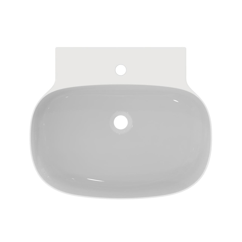 Immagine di Ideal Standard LINDA-X lavabo smaltato da appoggio o sospeso L.60 cm, ultrasottile, monoforo, senza troppopieno, colore bianco finitura lucido T439301
