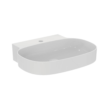 Immagine di Ideal Standard LINDA-X lavabo smaltato da appoggio o sospeso L.60 cm, ultrasottile, monoforo, senza troppopieno, colore bianco finitura lucido T439301