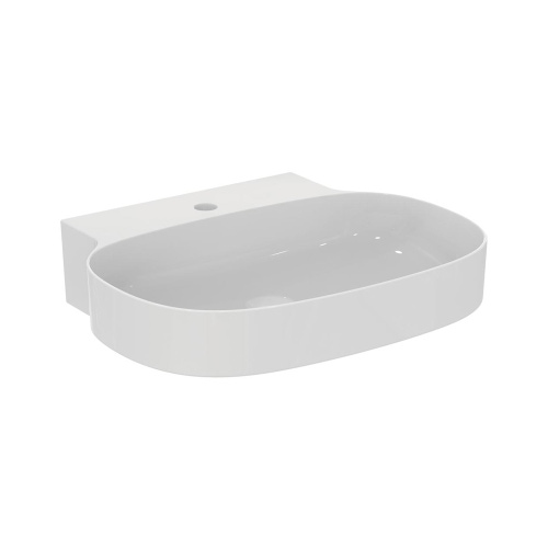 Immagine di Ideal Standard LINDA-X lavabo smaltato da appoggio o sospeso L.60 cm, ultrasottile, monoforo, senza troppopieno, colore bianco finitura lucido T439301