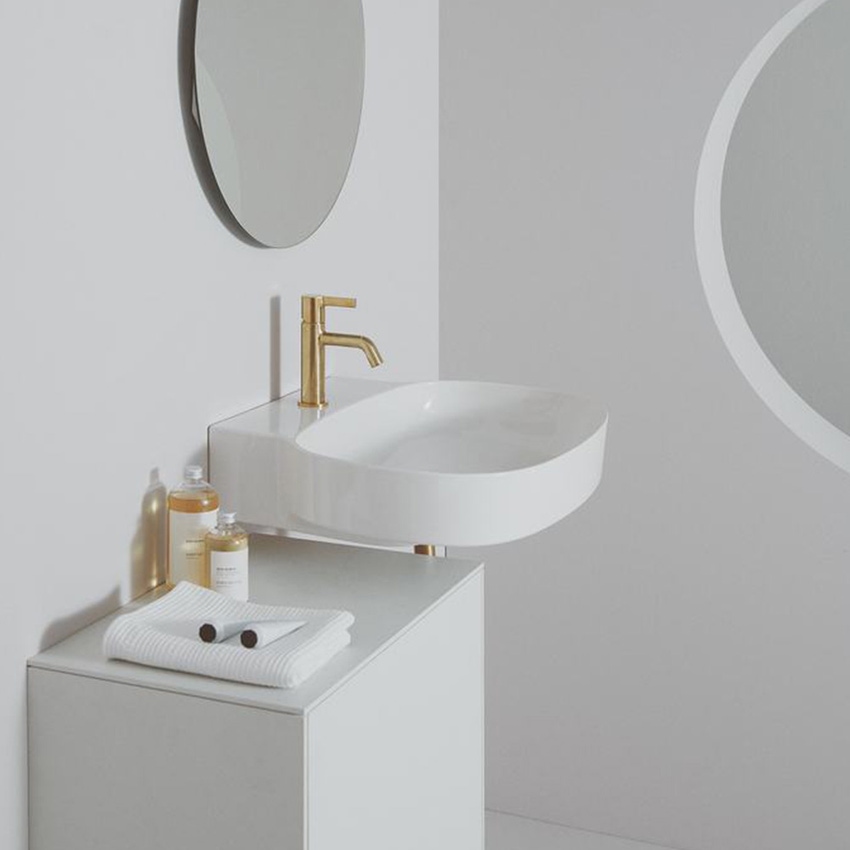 Immagine di Ideal Standard LINDA-X lavabo smaltato da appoggio o sospeso L.60 cm, ultrasottile, monoforo, senza troppopieno, colore bianco seta finitura opaco T4393V1