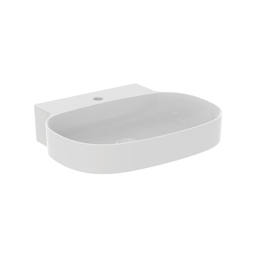 Immagine di Ideal Standard LINDA-X lavabo da appoggio o sospeso L.60 cm, ultrasottile, monoforo, senza troppopieno, colore bianco seta finitura opaco T4393V1