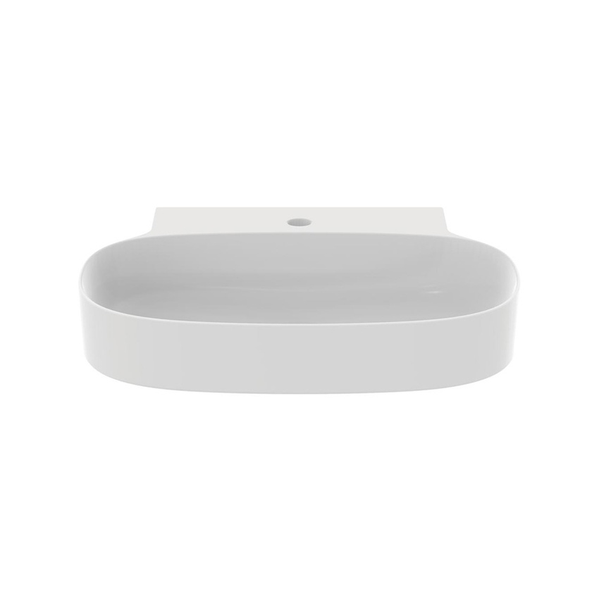 Immagine di Ideal Standard LINDA-X lavabo smaltato da appoggio o sospeso L.60 cm, ultrasottile, monoforo, senza troppopieno, colore bianco seta finitura opaco T4393V1