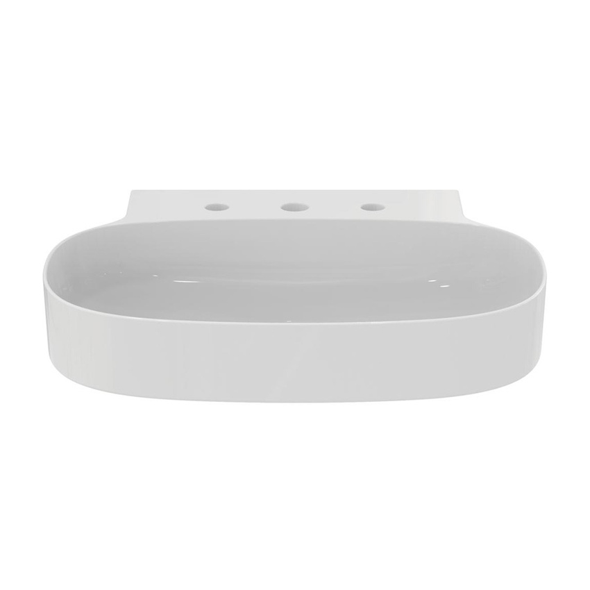 Immagine di Ideal Standard LINDA-X lavabo smaltato da appoggio o sospeso L.60 cm, ultrasottile, con 3 fori rubinetteria, senza troppopieno, colore bianco finitura lucido T439401