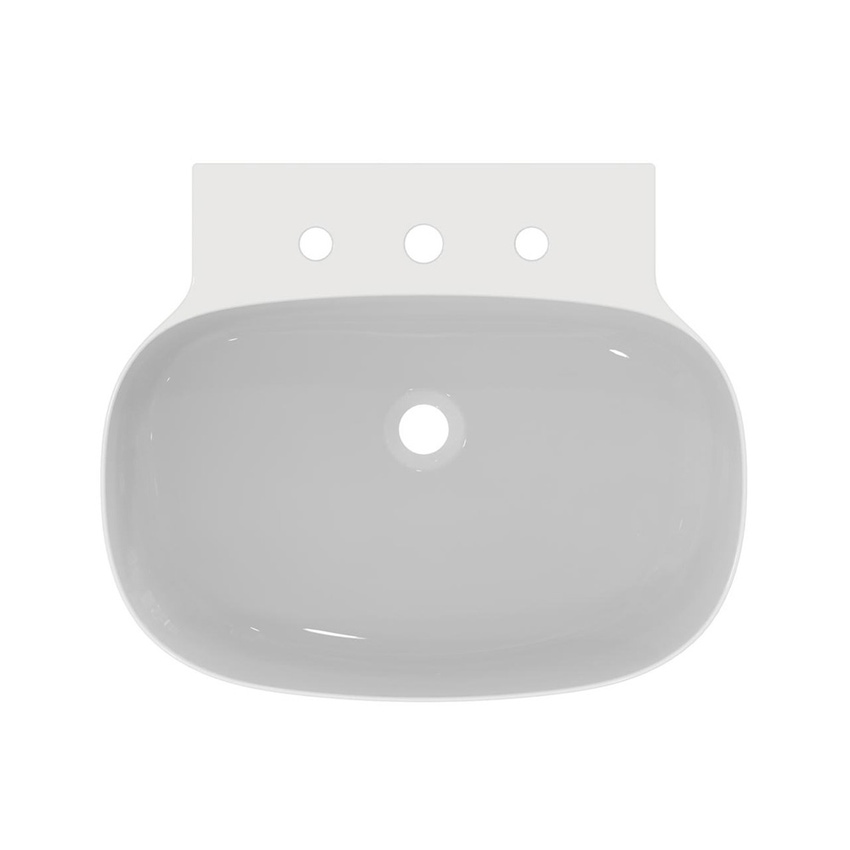 Immagine di Ideal Standard LINDA-X lavabo smaltato da appoggio o sospeso L.60 cm, ultrasottile, con 3 fori rubinetteria, senza troppopieno, colore bianco finitura lucido T439401