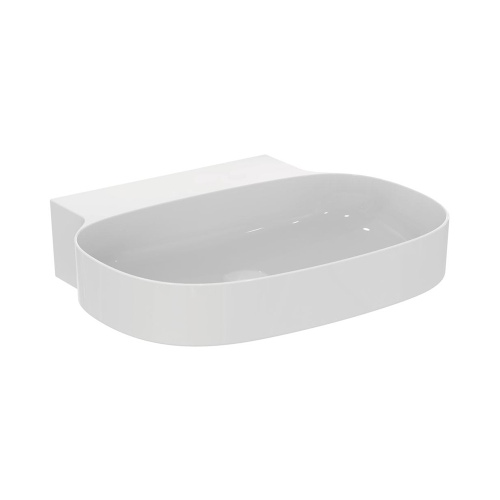Immagine di Ideal Standard LINDA-X lavabo smaltato da appoggio o sospeso L.60 cm, ultrasottile, senza foro rubinetteria e senza troppopieno, colore bianco finitura lucido T439501