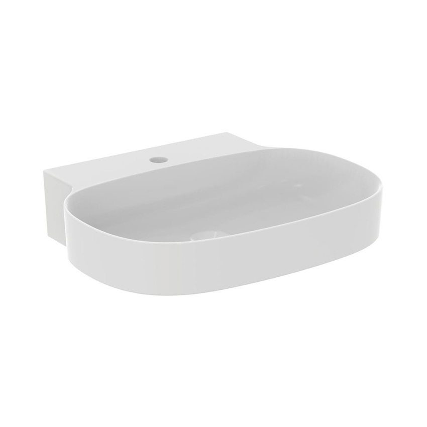 Immagine di Ideal Standard LINDA-X lavabo da appoggio su piano L.60 cm, ultrasottile, monoforo, senza troppopieno, colore bianco seta finitura opaco T4988V1
