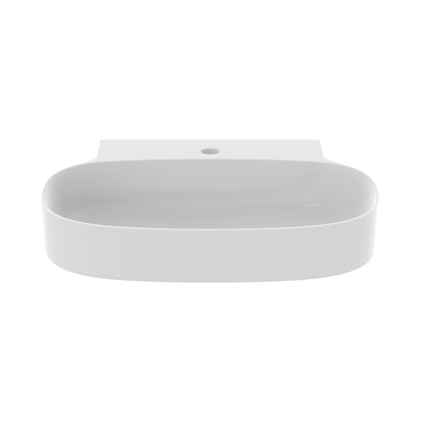 Immagine di Ideal Standard LINDA-X lavabo rettificato da appoggio o sospeso L.60 cm, ultrasottile, monoforo, senza troppopieno, colore bianco seta finitura opaco T4988V1