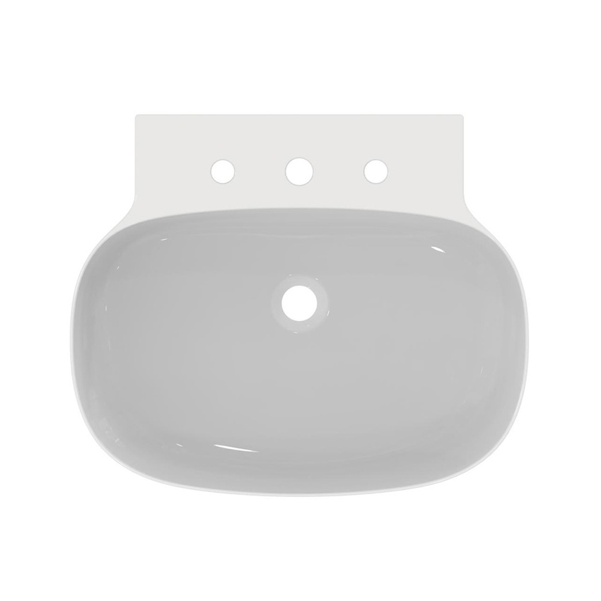 Immagine di Ideal Standard LINDA-X lavabo rettificato da appoggio o sospeso L.60 cm, ultrasottile, con 3 fori rubinetteria, senza troppopieno, colore bianco finitura lucido T498901