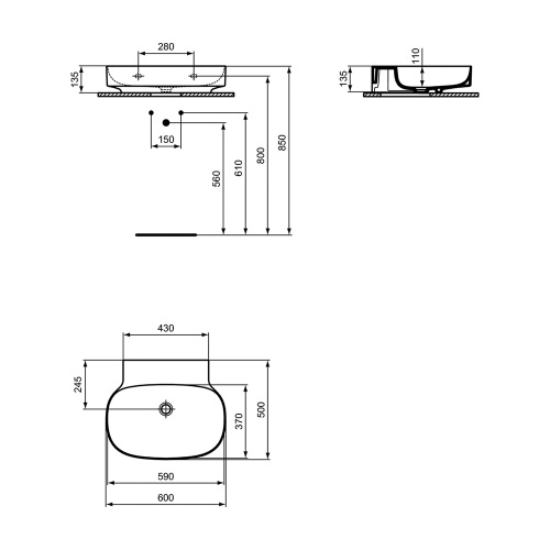 Immagine di Ideal Standard soluzione bagno doppio lavabo 60 cm su mensola 180 cm, colore bianco finitura lucido, doccia rettangolare 120x90 cm, colore grigio cemento finitura pietra opaco, rubinetteria finitura silver storm SING10