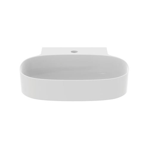 Immagine di Ideal Standard LINDA-X lavabo da appoggio o sospeso L.50 cm, ultrasottile, monoforo, senza troppopieno, colore bianco seta finitura opaco T4390V1