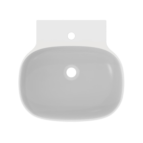 Immagine di Ideal Standard LINDA-X lavabo da appoggio o sospeso L.50 cm, ultrasottile, monoforo, senza troppopieno, colore bianco seta finitura opaco T4390V1