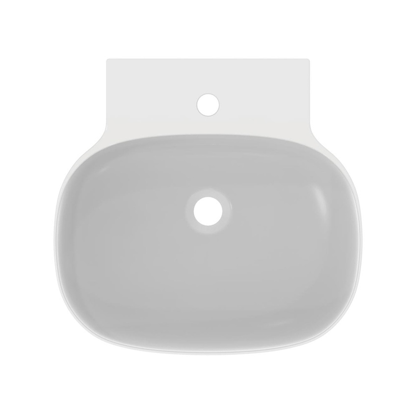 Immagine di Ideal Standard LINDA-X lavabo da appoggio o sospeso L.50 cm, ultrasottile, monoforo, senza troppopieno, colore bianco seta finitura opaco T4390V1