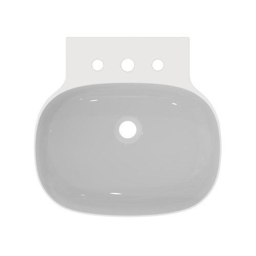 Immagine di Ideal Standard LINDA-X lavabo da appoggio o sospeso L.50 cm, ultrasottile, con 3 fori rubinetteria, senza troppopieno, colore bianco finitura lucido T439101