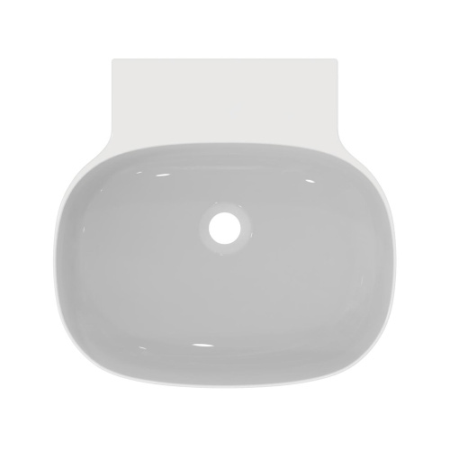 Immagine di Ideal Standard LINDA-X lavabo da appoggio o sospeso L.50 cm, ultrasottile, senza foro rubinetteria e senza troppopieno, colore bianco finitura lucido T439201