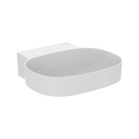 Immagine di Ideal Standard LINDA-X lavabo da appoggio o sospeso L.50 cm, ultrasottile, senza foro rubinetteria e senza troppopieno, colore bianco finitura lucido T439201