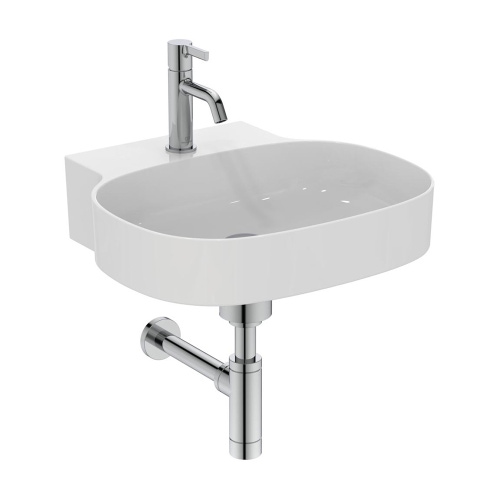 Immagine di Ideal Standard LINDA-X lavabo da appoggio L.50 cm, ultrasottile, monoforo, senza troppopieno, colore bianco finitura lucido T498501