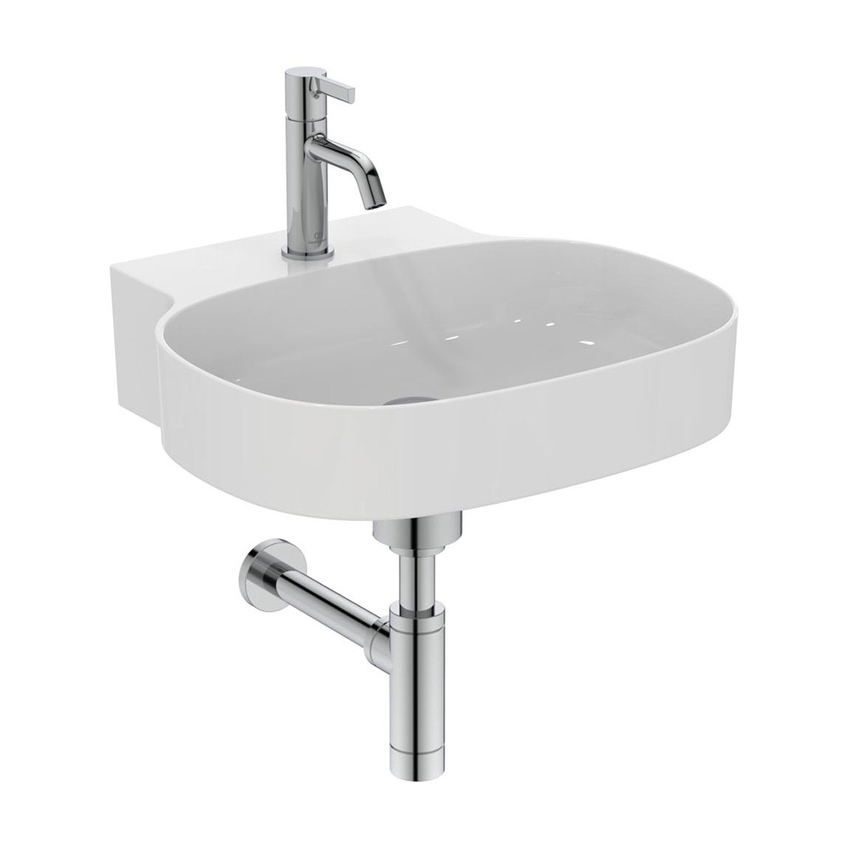 Immagine di Ideal Standard LINDA-X lavabo da appoggio L.50 cm, ultrasottile, monoforo, senza troppopieno, colore bianco finitura lucido T498501