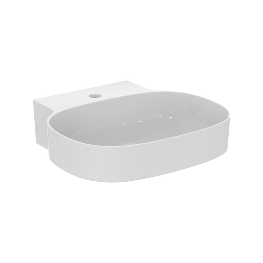 Immagine di Ideal Standard LINDA-X lavabo da appoggio L.50 cm, ultrasottile, monoforo, senza troppopieno, colore bianco finitura lucido T498501