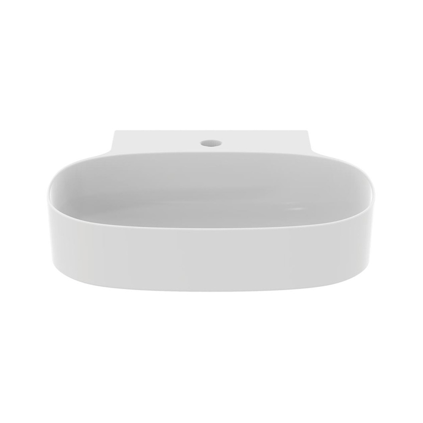 Immagine di Ideal Standard LINDA-X lavabo da appoggio L.50 cm, ultrasottile, monoforo, senza troppopieno, colore bianco seta finitura opaco T4985V1