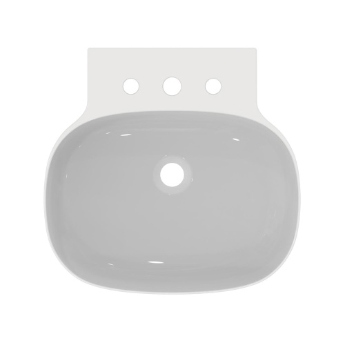 Immagine di Ideal Standard LINDA-X lavabo da appoggio L.50 cm, ultrasottile, 3 fori per rubinetteria, senza troppopieno, colore bianco finitura lucido T498601